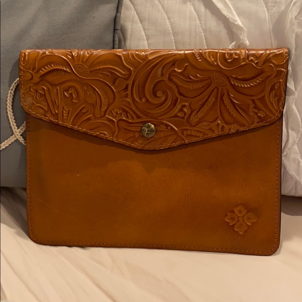 Brown leather Patricia Nash clutch bag